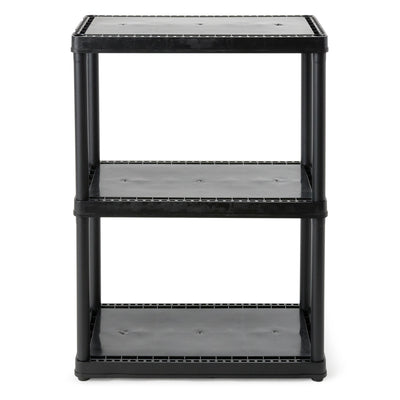 Gracious Living 3 Shelf Fixed Height Solid Light Duty Home Storage Unit, Black - VMInnovations