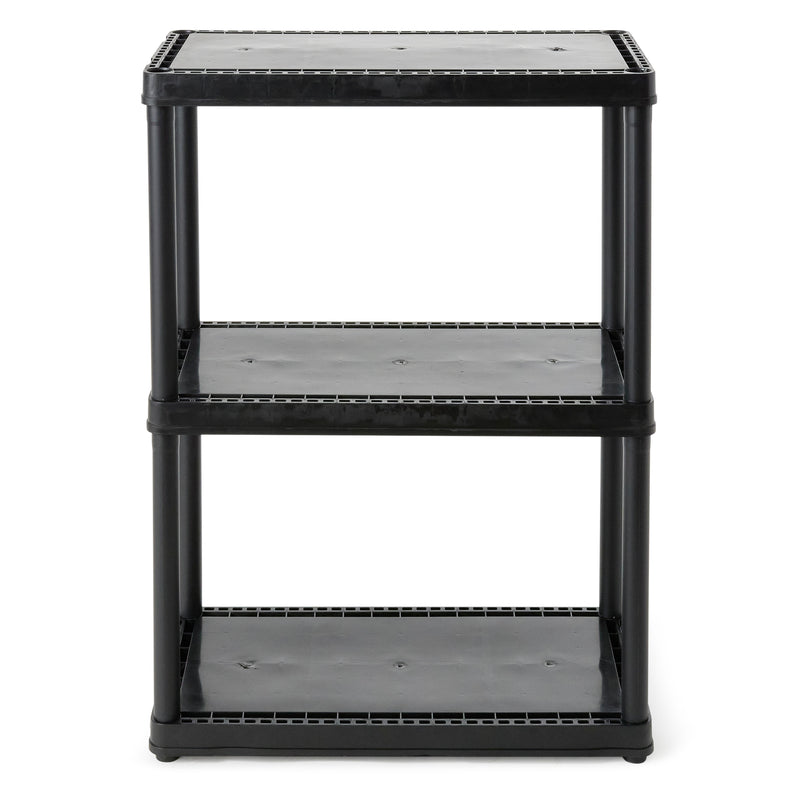 Gracious Living 3 Shelf Fixed Height Solid Light Duty Home Storage Unit, Black