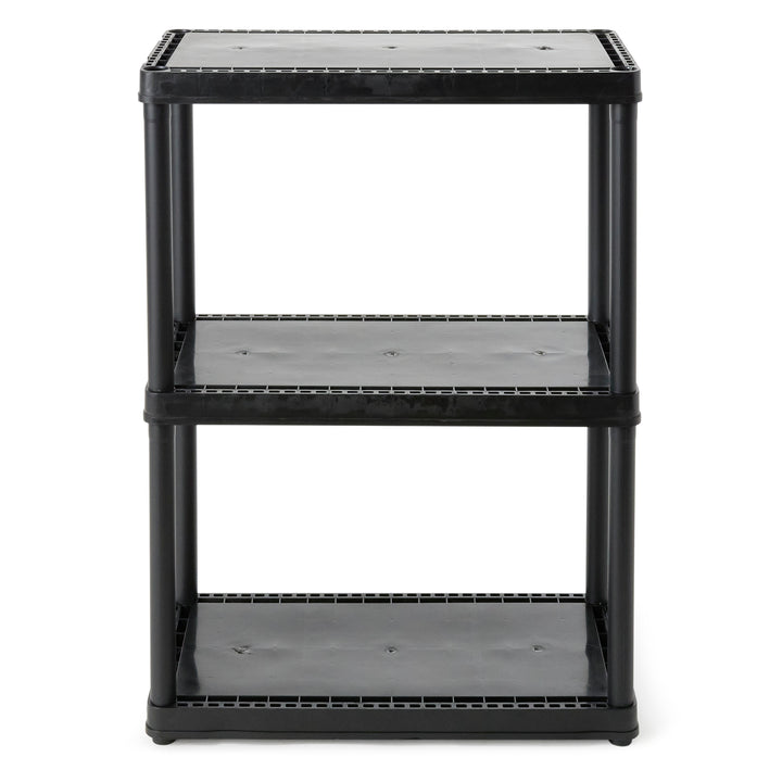 Gracious Living 3 Shelf Fixed Height Light Duty Storage Unit, Black (3 Pack)