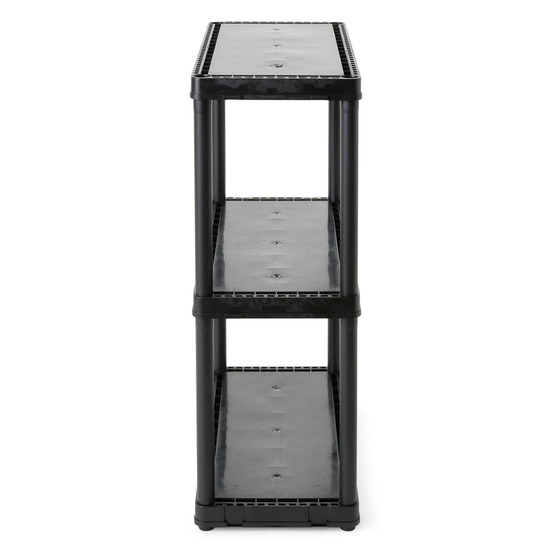 Gracious Living 3 Shelf Fixed Height Solid Light Duty Home Storage Unit, Black