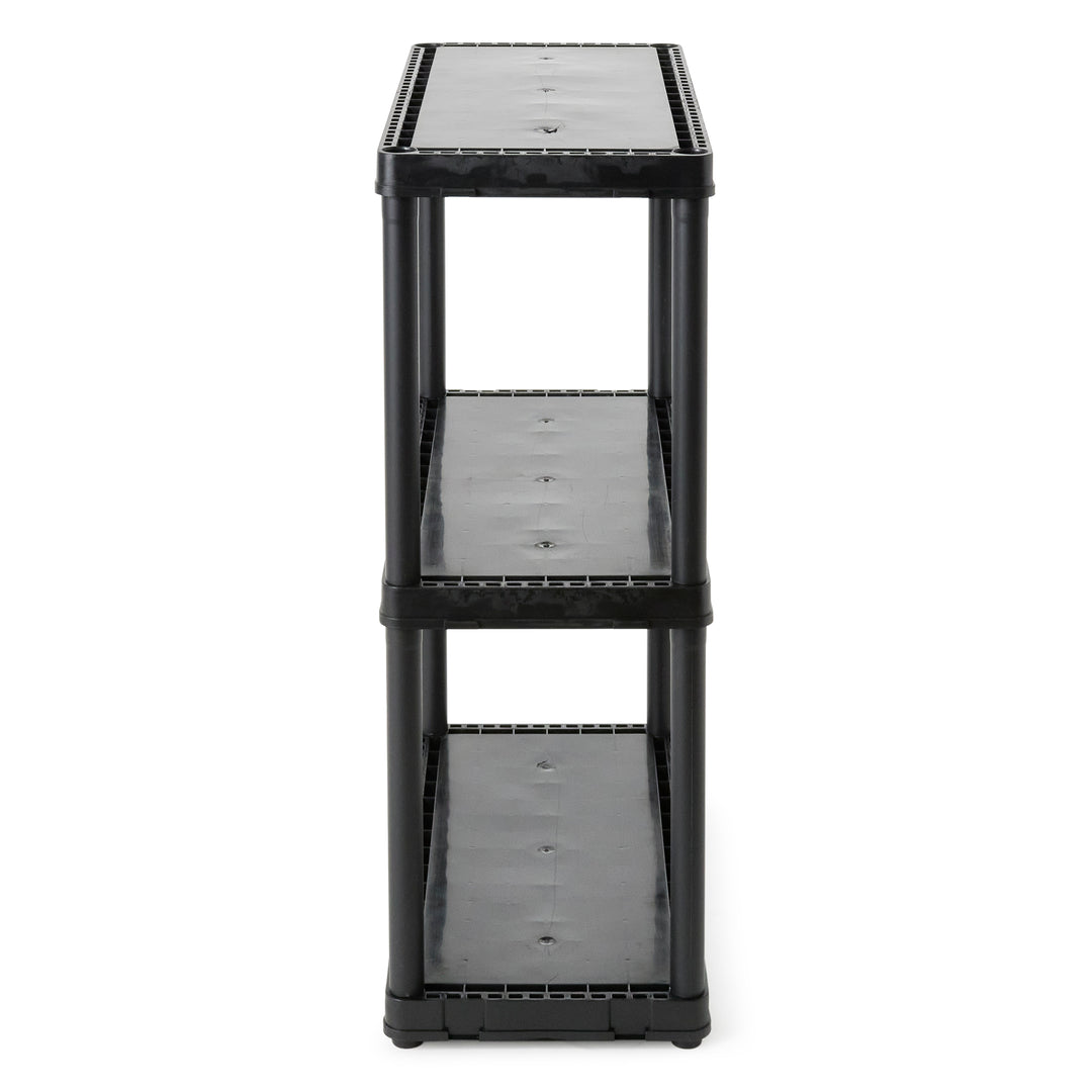 Gracious Living 3 Shelf Fixed Height Light Duty Storage Unit, Black (3 Pack)