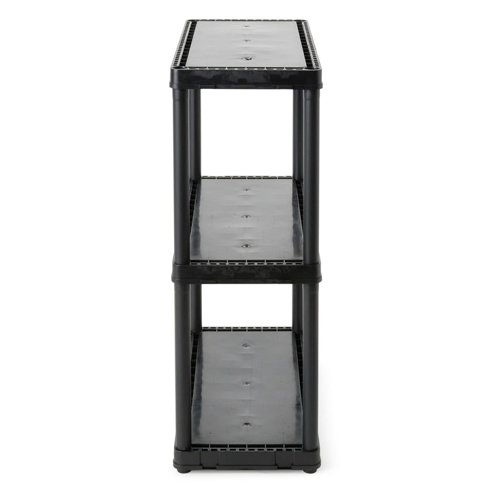 Gracious Living 3 Shelf Fixed Height Light Duty Storage Unit, Black (2 Pack)