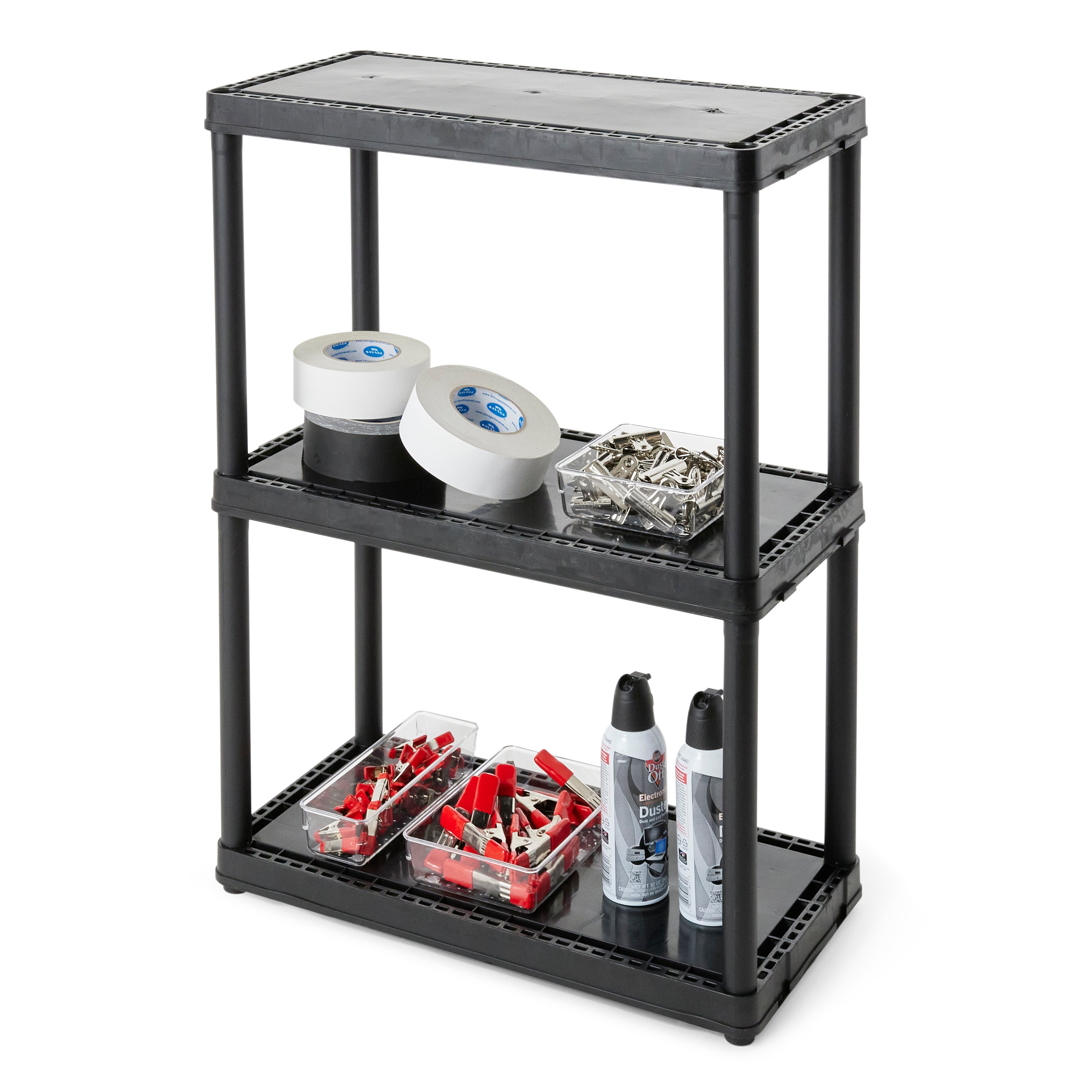 Gracious Living 3 Fixed Height Solid Light Duty Home Storage Unit, Black (Used) - VMInnovations
