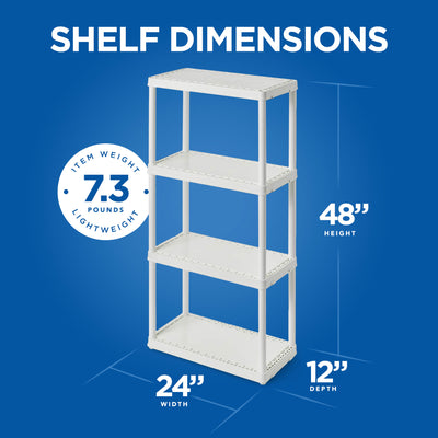 Gracious Living 4 Shelf Fixed Height Light Duty Storage Unit, White (4 Pack) - VMInnovations