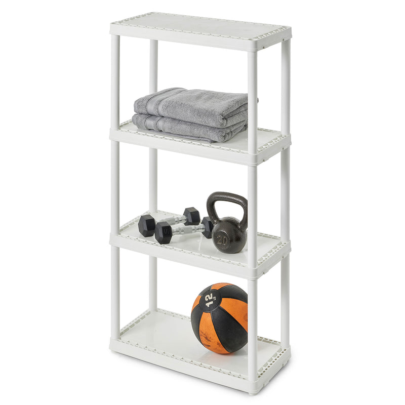 Gracious Living 4 Shelf Fixed Height Light Duty Storage Unit, White (Open Box)