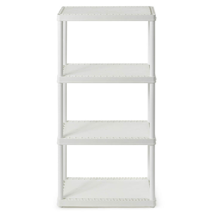 Gracious Living 4-Shelf Fixed-Height Light-Duty Solid Shelving Storage, White