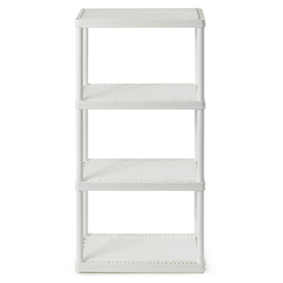 Gracious Living 4 Shelf Fixed Height Light Duty Storage Unit, White (2 Pack) - VMInnovations
