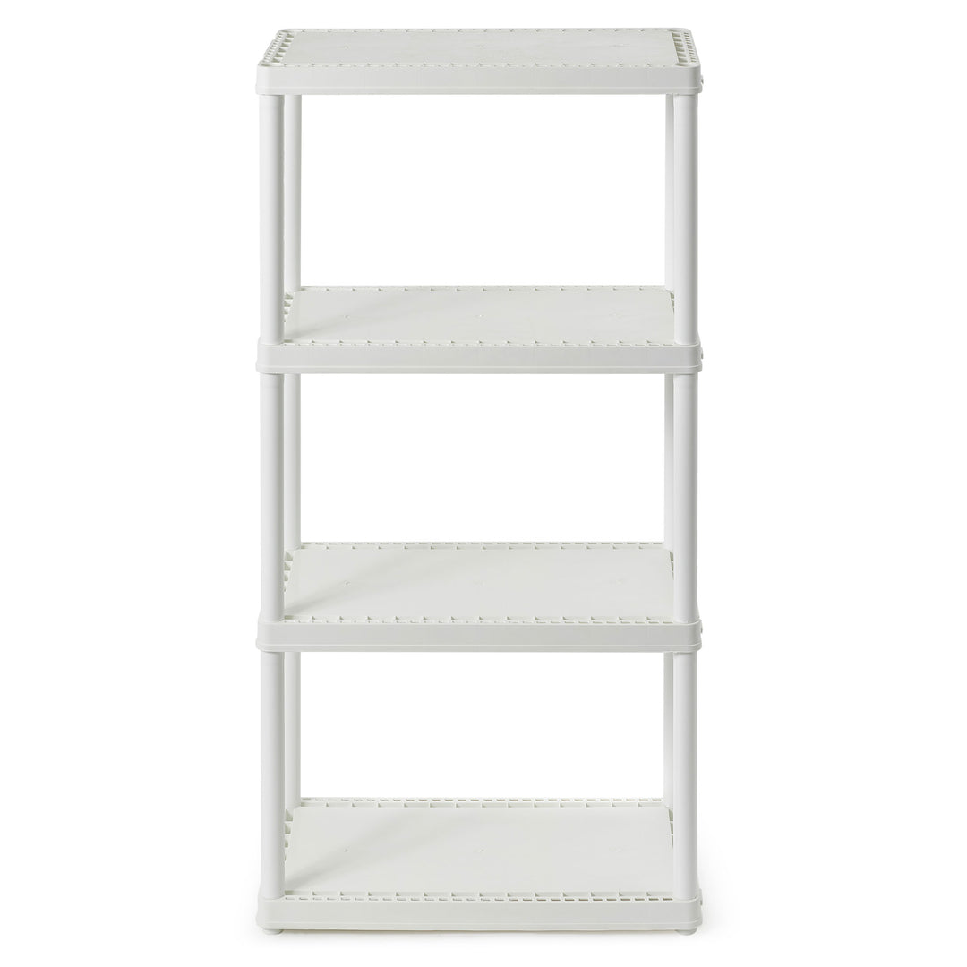 Gracious Living 4 Shelf Fixed Height Light Duty Storage Unit, White (Open Box)