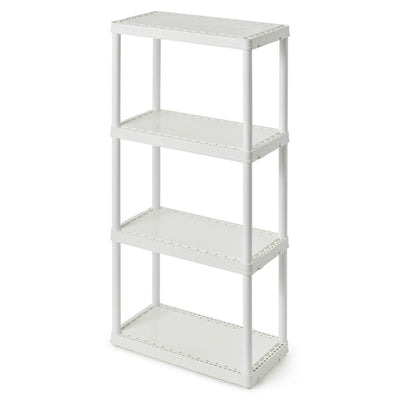 Gracious Living 4 Shelf Fixed Height Light Duty Storage Unit, White (Open Box)