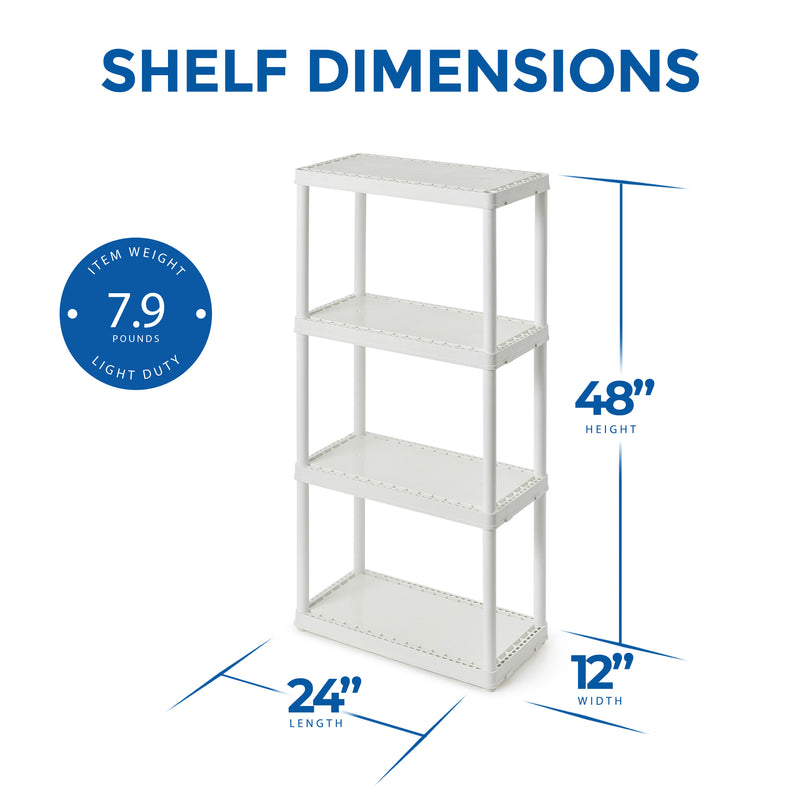 Gracious Living Light Duty Solid Plastic Shelving Unit, White (Open Box)(2 Pack)