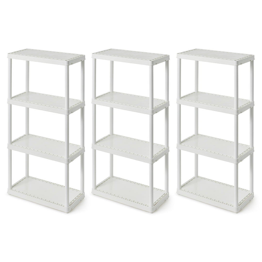 Gracious Living 4-Shelf Fixed-Height Light-Duty Solid Shelving Storage, White