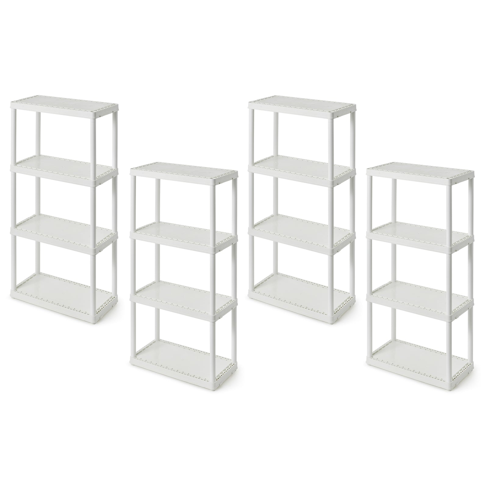 Gracious Living 4 Shelf Fixed Height Light Duty Storage Unit, White (4 Pack) - VMInnovations