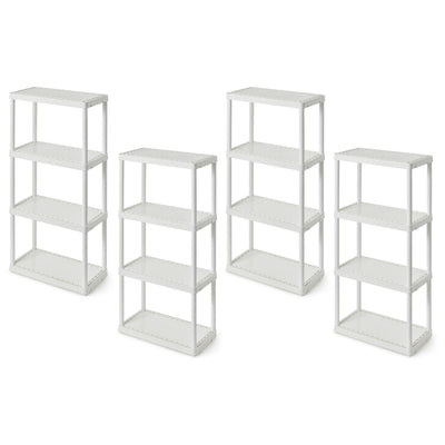 Gracious Living 4 Shelf Fixed Height Light Duty Storage Unit, White (4 Pack)