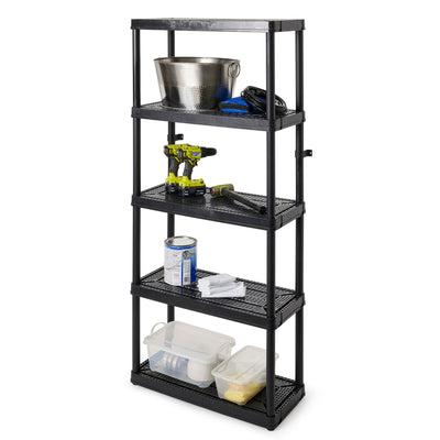 Gracious Living 5 Shelf Fixed Height Ventilated Medium Duty Storage Unit, Black