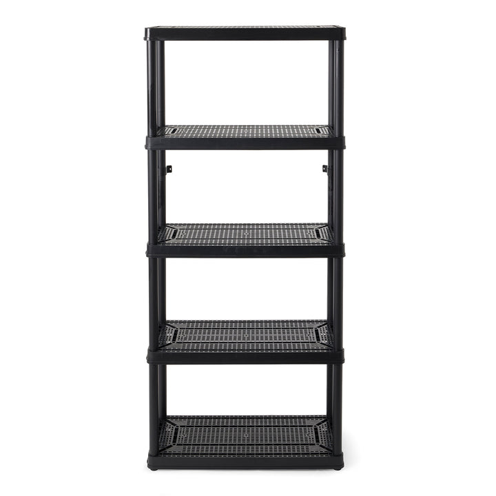 Gracious Living 5 Shelf Fixed Height Ventilated Medium Duty Storage Unit, Black