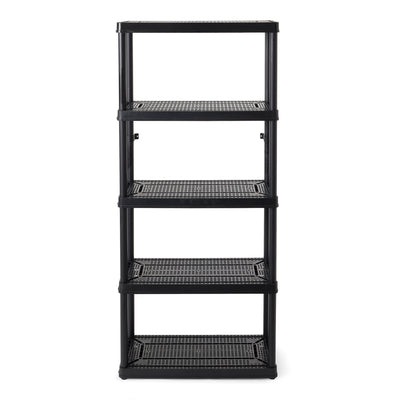 Gracious Living 5 Shelf Fixed Height Ventilated Medium Duty Storage Unit, Black