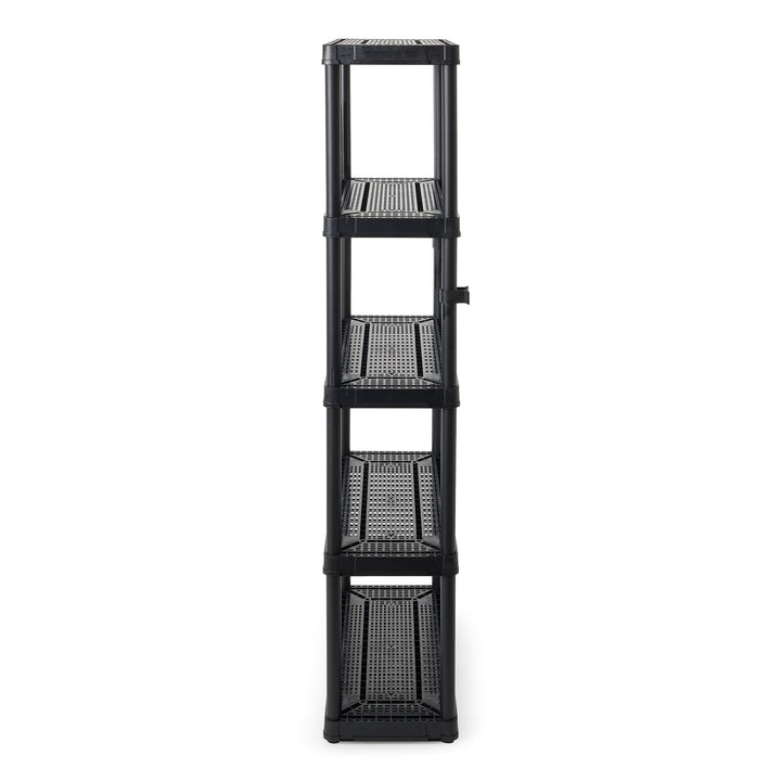 Gracious Living 5 Shelf Fixed Height Ventilated Medium Duty Storage Unit, Black