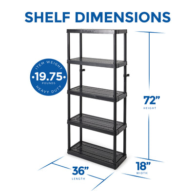 Gracious Living Medium Duty Non Ventilated Storage Shelving, 5 Shelf (Used)