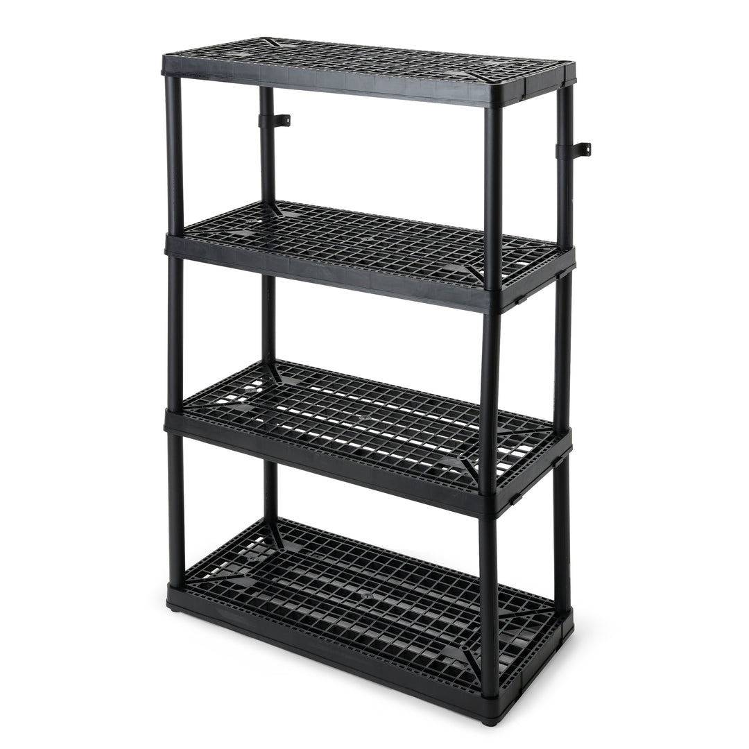 Gracious Living 4 Shelf Fixed Height Ventilated Heavy Duty Storage Unit, Black