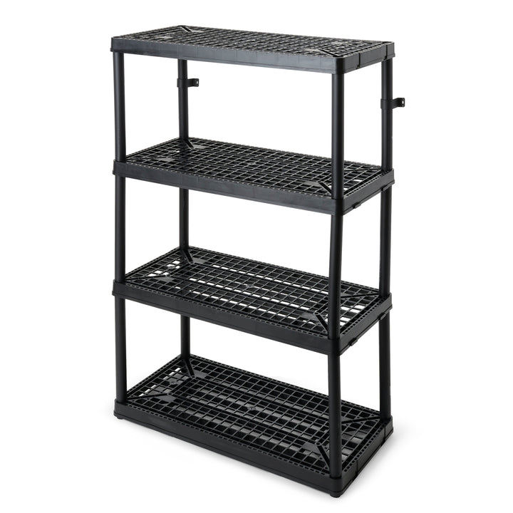 Gracious Living 4 Shelf Fixed Height Ventilated Heavy Duty Storage Unit, Black