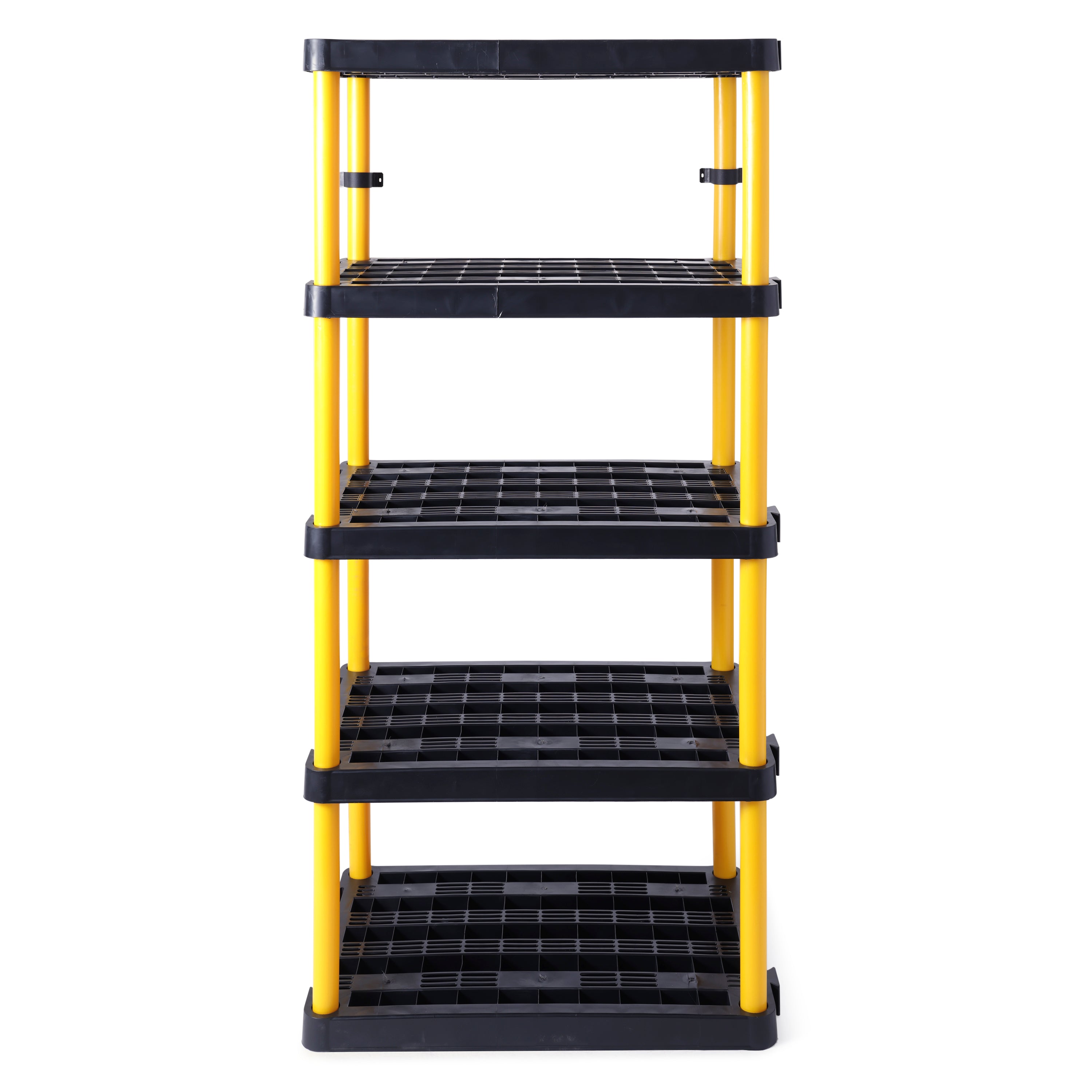 Gracious Living 5 Shelf Fixed Height Ventilated Heavy Duty Shelves, Black/Yellow