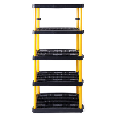 Gracious Living 5 Shelf Fixed Height Ventilated Heavy Duty Shelves, Black/Yellow