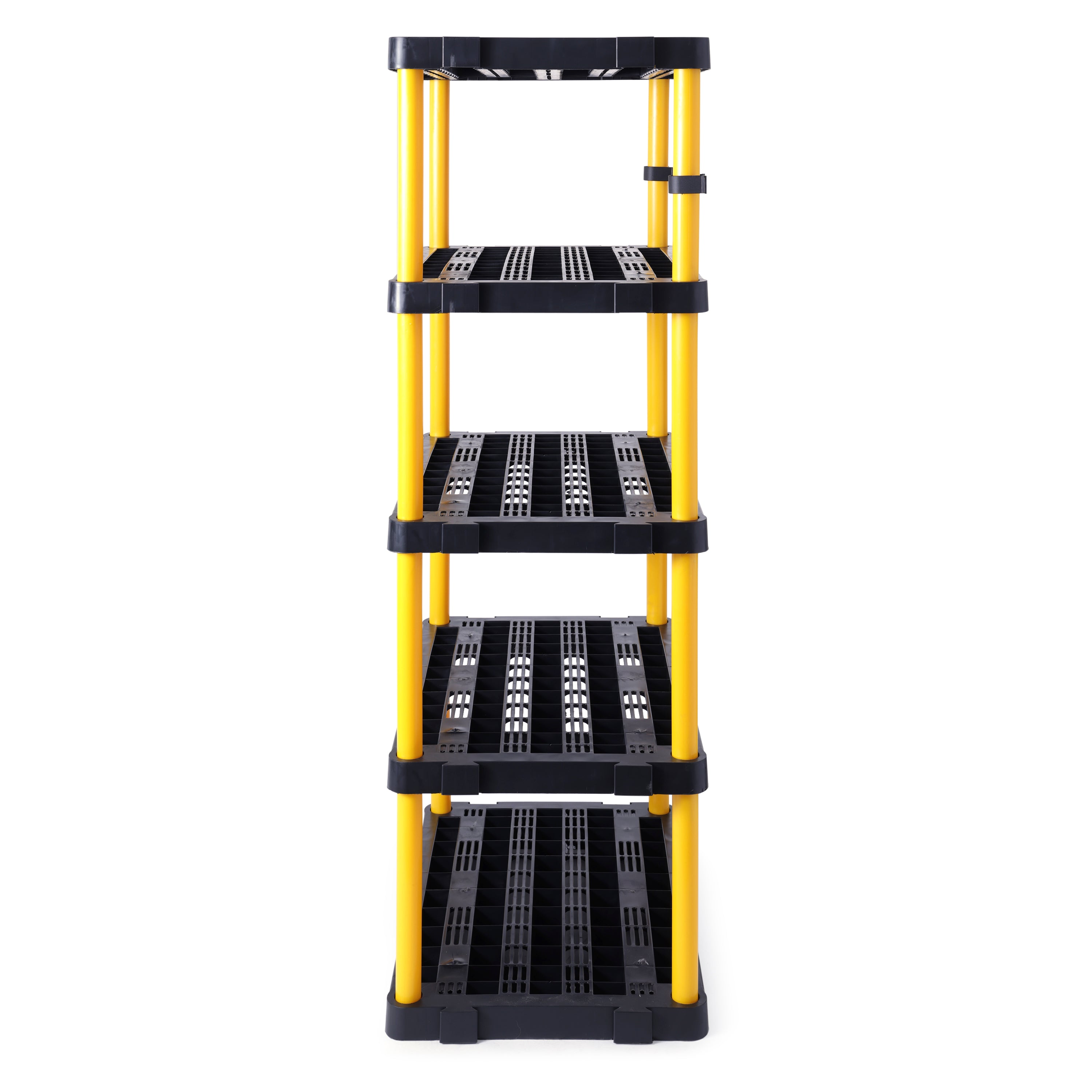 Gracious Living 5 Shelf Fixed Height Ventilated Heavy Duty Shelves, Black/Yellow