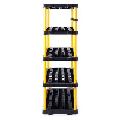 Gracious Living 5 Shelf Fixed Height Ventilated Heavy Duty Shelves, Black/Yellow