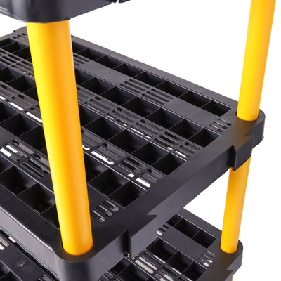 Gracious Living 5 Shelf Fixed Height Ventilated Heavy Duty Shelves, Black/Yellow