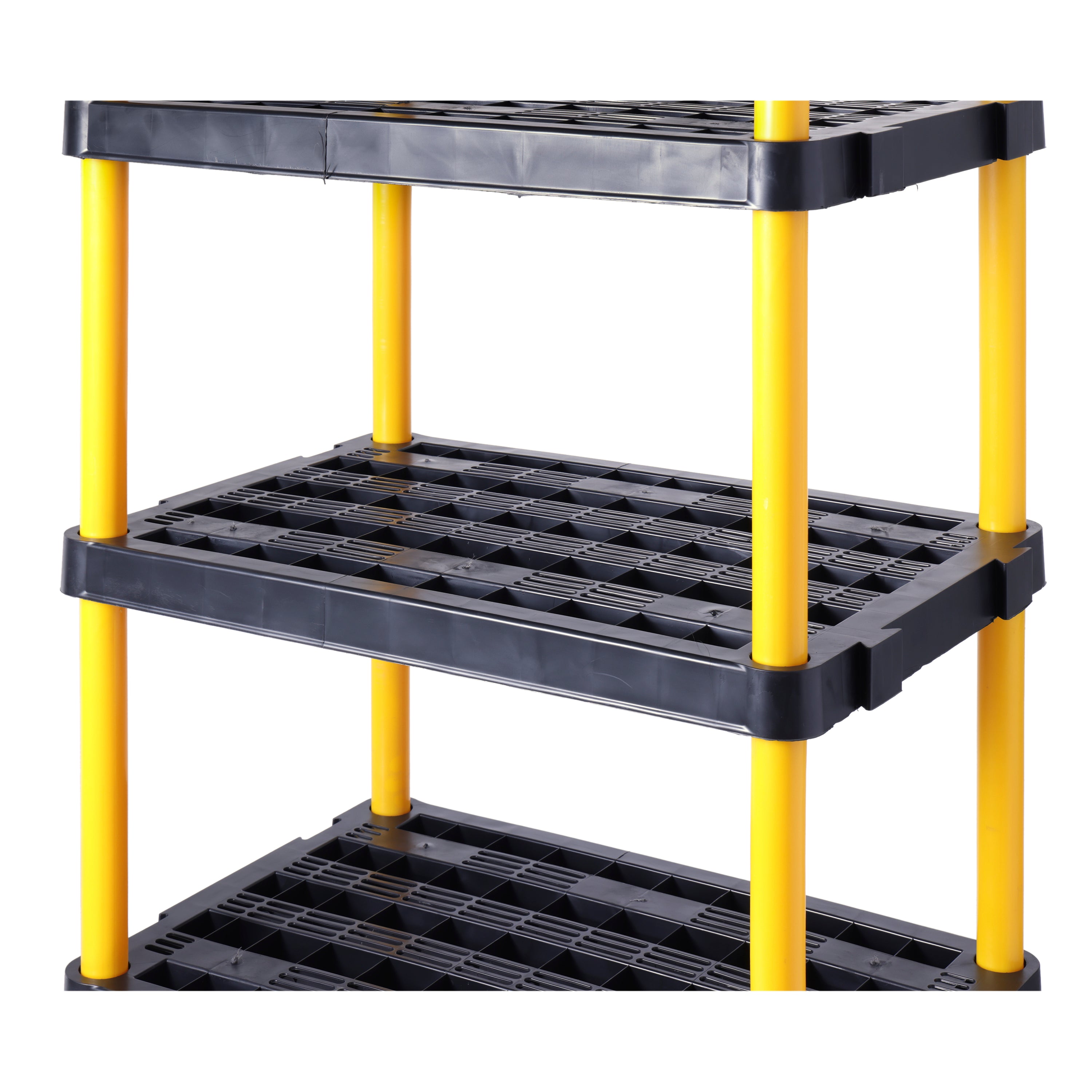 Gracious Living 5 Shelf Fixed Height Ventilated Heavy Duty Shelves, Black/Yellow