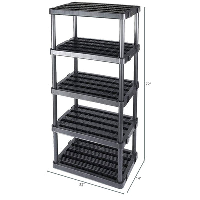 Gracious Living 5-Shelf Medium Duty Adjustable Ventilated Shelving Unit, Black (Refurbished)