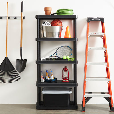 Gracious Living 5-Shelf Medium Duty Adjustable Ventilated Shelving Unit, Black (Refurbished)
