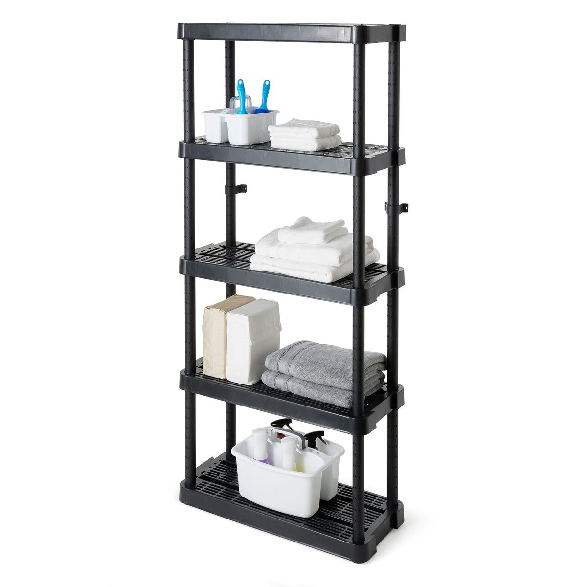 Gracious Living 5-Shelf Medium Duty Adjustable Ventilated Shelving Unit, Black (Refurbished)
