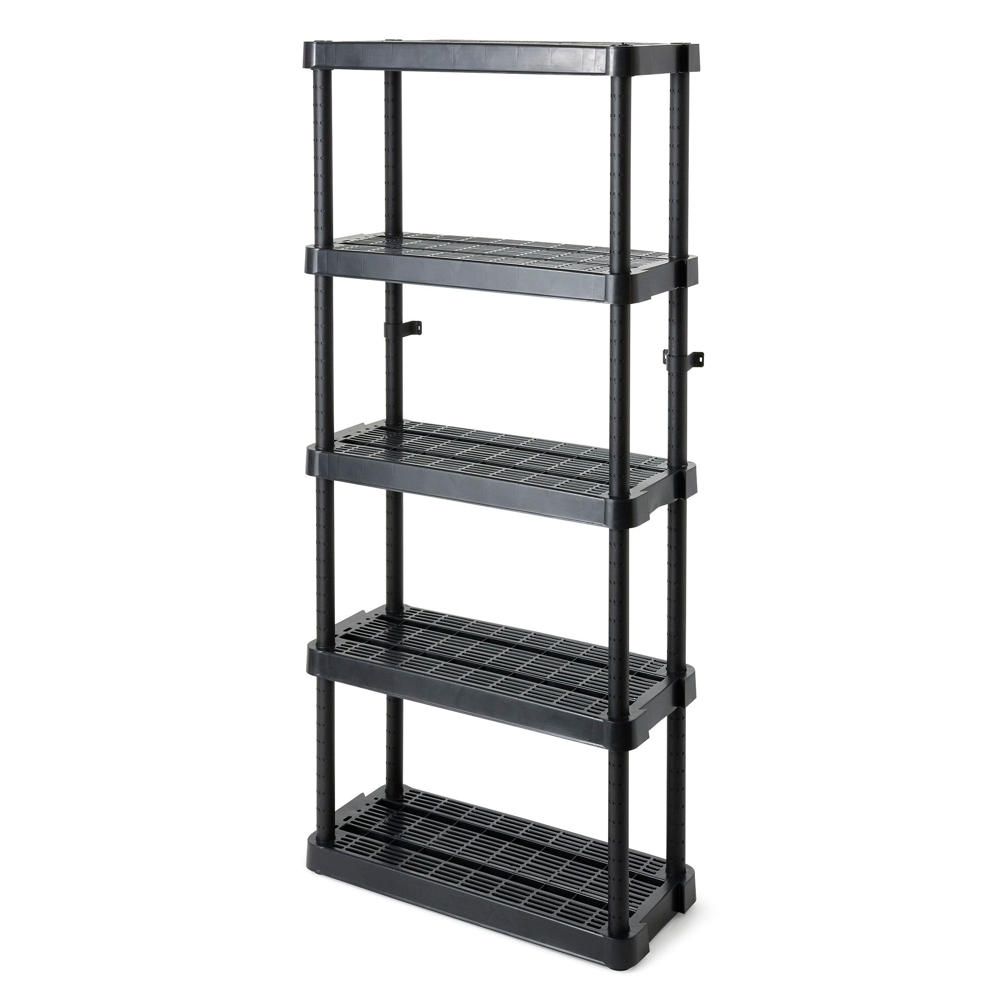 Gracious Living 5-Shelf Medium Duty Adjustable Ventilated Shelving Unit, Black (Refurbished)