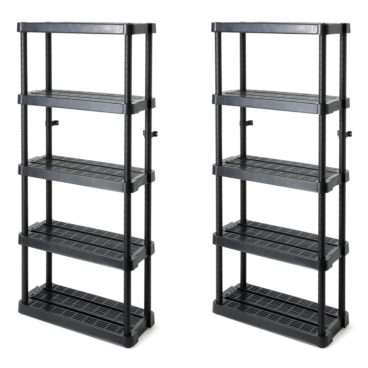 Gracious Living 5 Shelf Adjustable Ventilated Medium Duty Unit, Black (2 Pack)