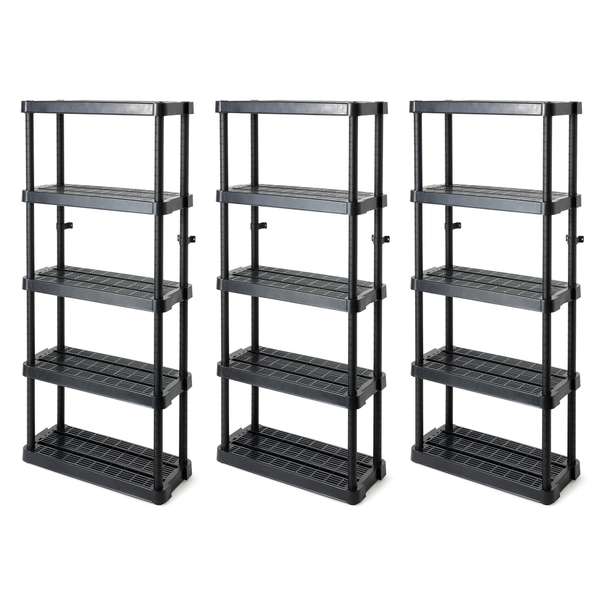 Gracious Living 5 Shelf Adjustable Ventilated Medium Duty Unit, Black (3 Pack)
