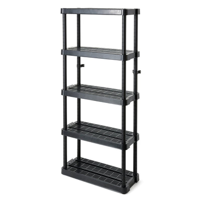 Gracious Living 5 Shelf Adjustable Ventilated Medium Duty Unit, Black (2 Pack)