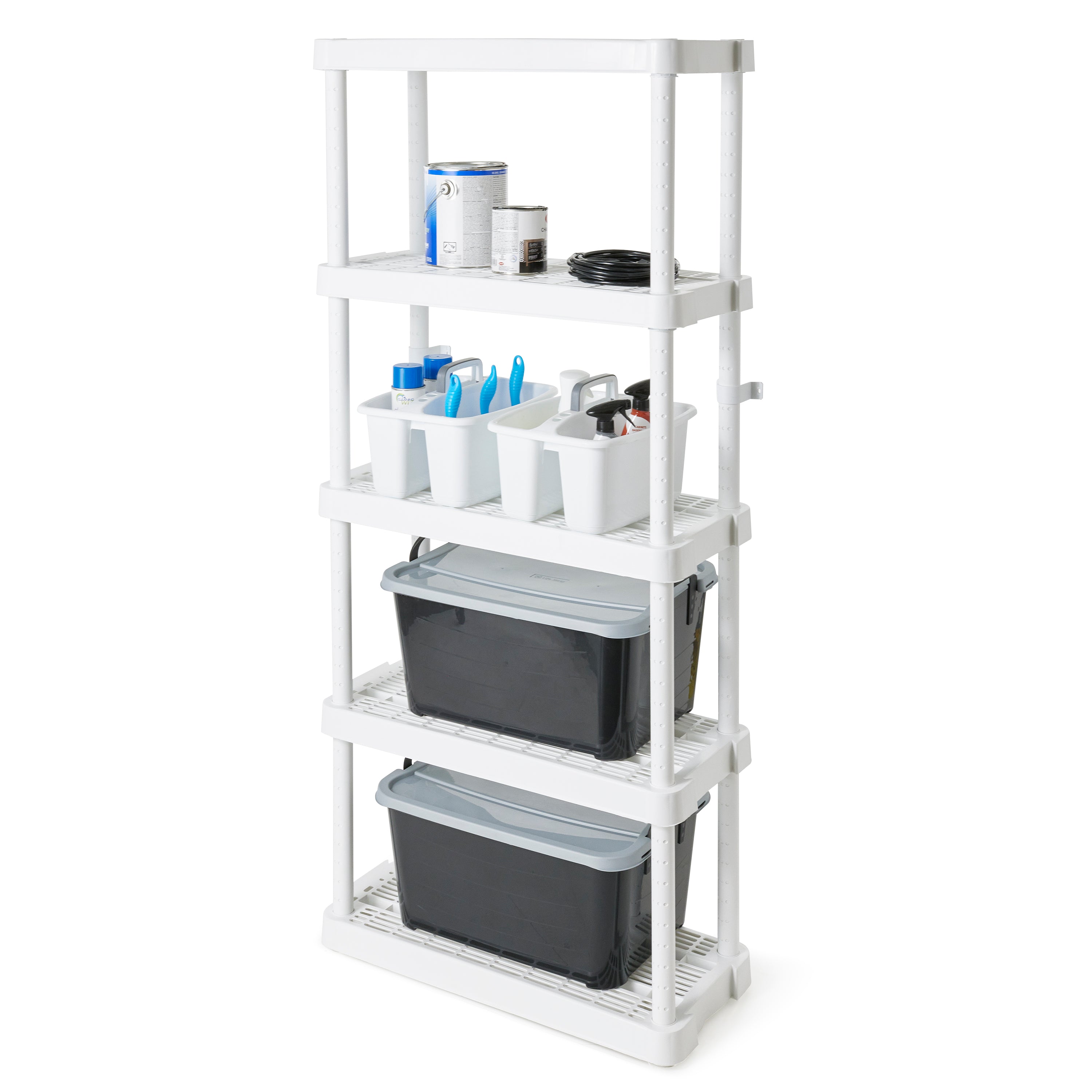 Gracious Living 5 Shelf Adjustable Ventilated Medium Duty Shelving Unit, White