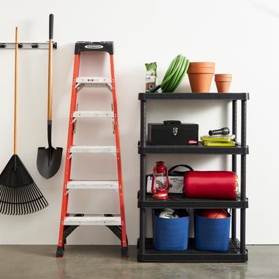 Gracious Living 4 Shelf Adjustable Ventilated Heavy Duty Shelving Unit, Black