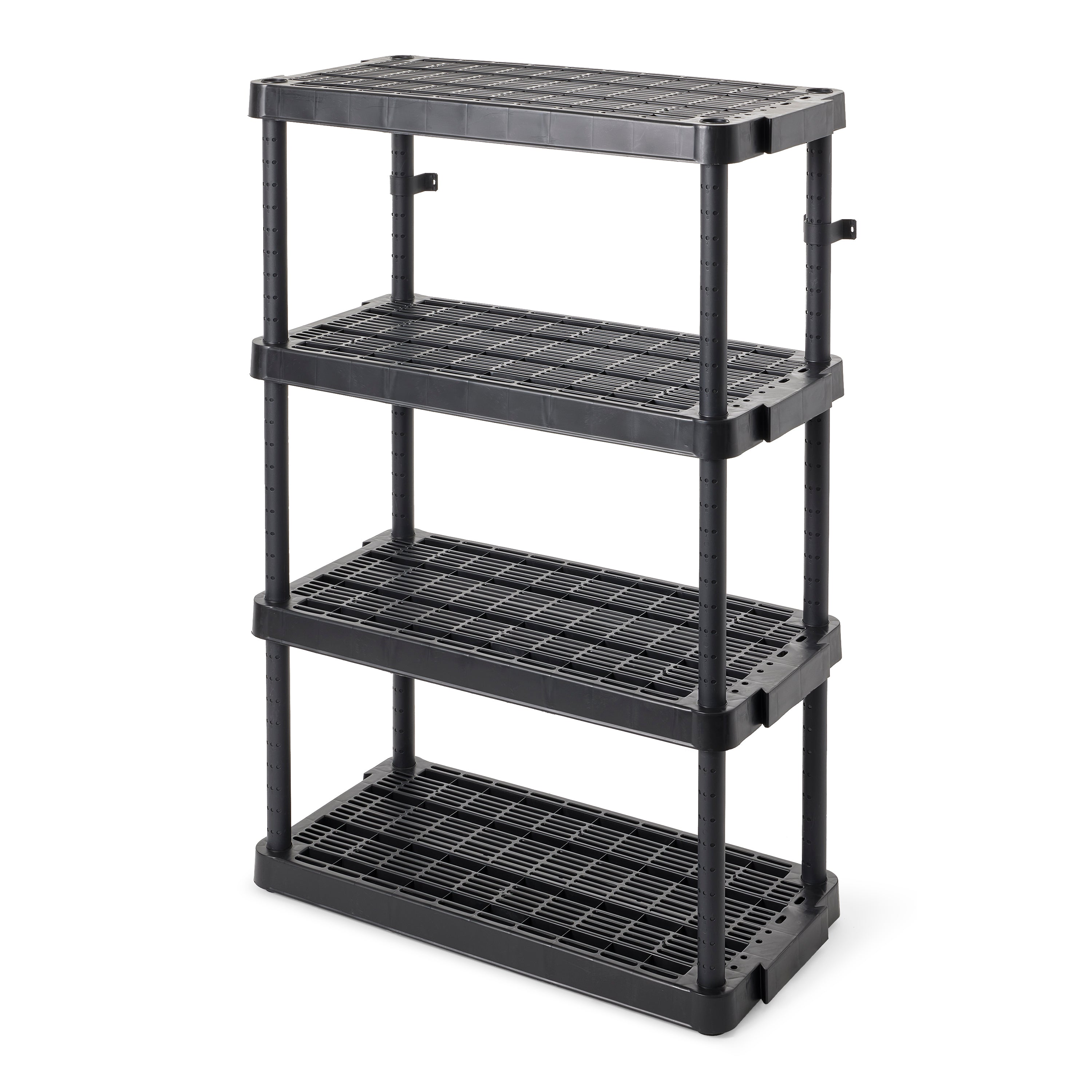 Gracious Living 4 Shelf Adjustable Ventilated Heavy Duty Shelving Unit, Black