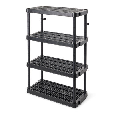 Gracious Living 4 Shelf Adjustable Ventilated Heavy Duty Shelving Unit, Black