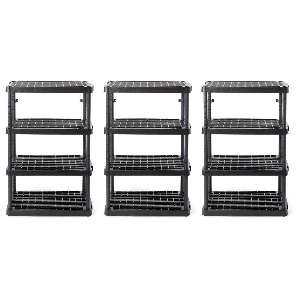 Gracious Living 4 Shelf Adjustable Ventilated Heavy Duty Unit, Black, 3 Pack