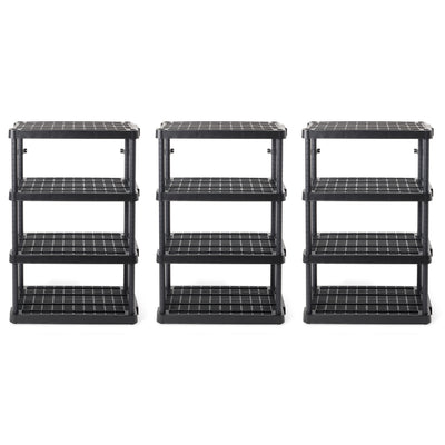 Gracious Living 4 Shelf Adjustable Ventilated Heavy Duty Unit, Black, 3 Pack