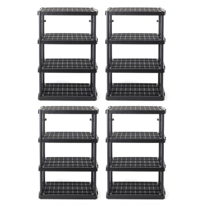 Gracious Living 4 Shelf Adjustable Ventilated Heavy Duty Unit, Black, 4 Pack
