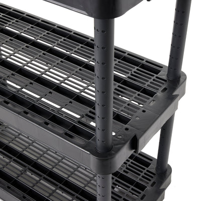 Gracious Living 4 Shelf Adjustable Ventilated Heavy Duty Shelving Unit, Black