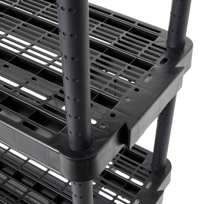 Gracious Living 4 Shelf Adjustable Ventilated Heavy Duty Shelving Unit, Black