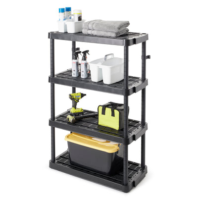 Gracious Living 4 Shelf Adjustable Ventilated Heavy Duty Shelving Unit, Black