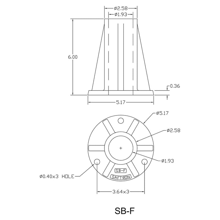 Saftron 6 Inch Surface Mount for 1.9 Inch OD Swimming Pool Ladder or Rail, Gray