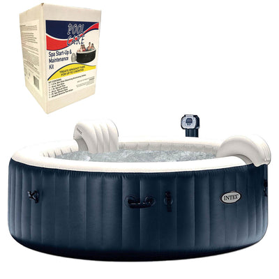 Intex Pure Spa 6 Person Inflatable Hot Tub & Qualco 3 Month Hot Tub Chemical Kit