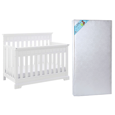 Thomasville Kids Willow 4 in 1 Crib, White & Kolcraft Fresh Start Crib Mattress - VMInnovations